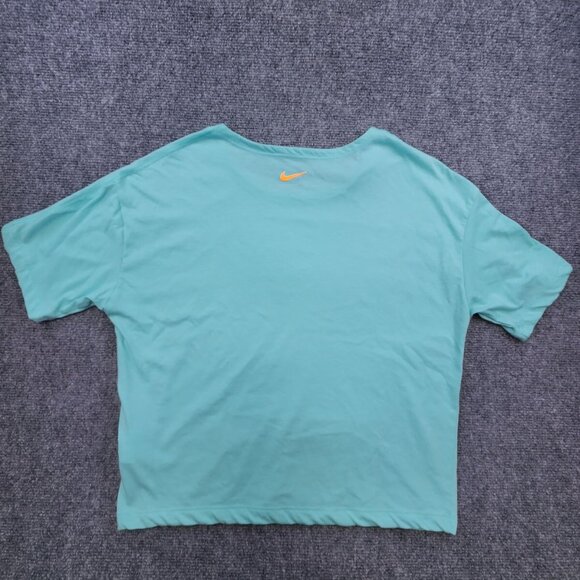 Nike Dri-Fit Just Do It Woman's Medium Light Blue Short Sleeve Crop Tshirt - Picture 6 of 6